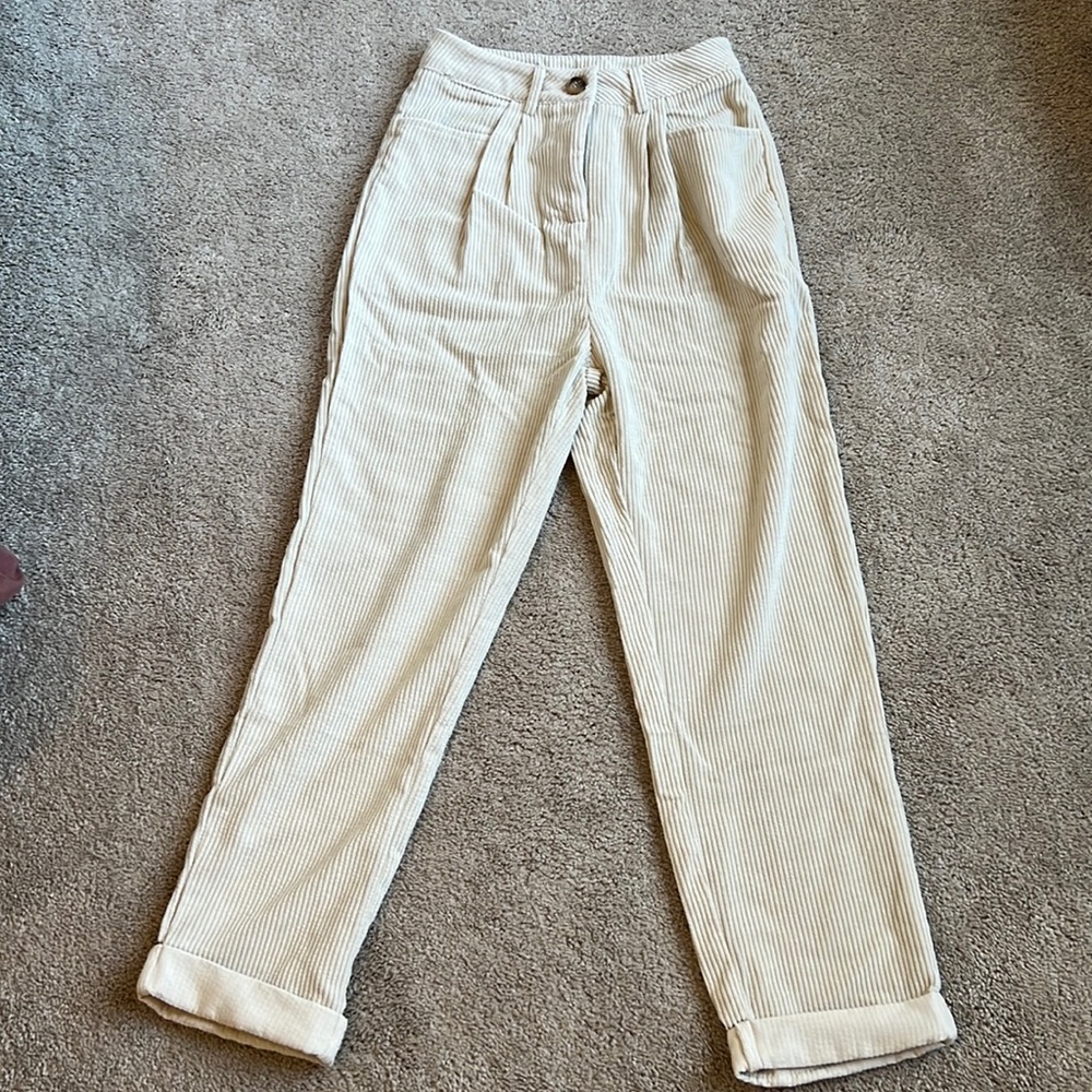 Corduroy high waisted straight leg pants